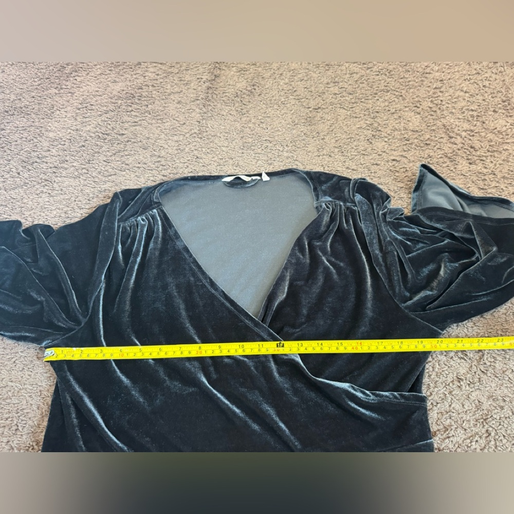 Soft Surroundings Gray Velvet Maxi Faux Wrap Dress Long Holiday Stretch L - Picture 9 of 10